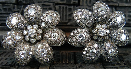 Amrapali 18K Blackened Gold and Diamond Flower Earrings