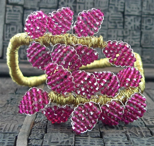 Mindy Lam Ruby Swarovski Crystal Leaf Bracelet