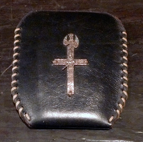 David Winter Black Leather With Sterling Silver Cross Cell Phone Case