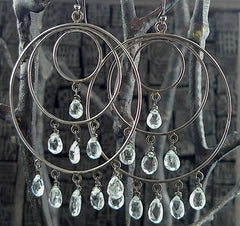 Andrea Barna Aquamarine Briolette Hoop Earrings in Sterling Silver