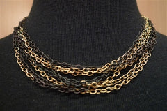 Emily Armenta 18K Yellow Gold and Midnight Silver 8 Strand Chain Link Necklace