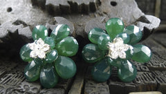 Siman Tu Green Chalcedony Flower Earrings
