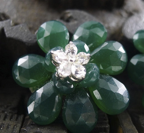 Siman Tu Green Chalcedony Flower Earrings