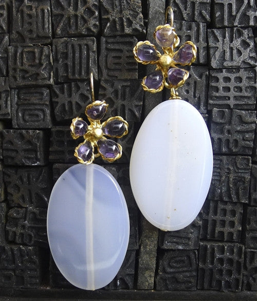 Mark Walsh Leslie Chin White Agate Drop Earrings