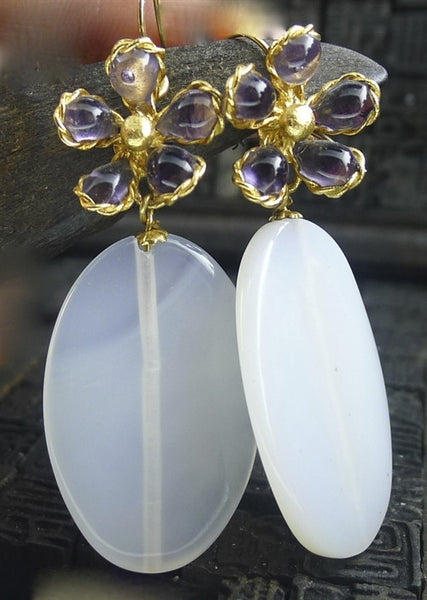 Mark Walsh Leslie Chin White Agate Drop Earrings