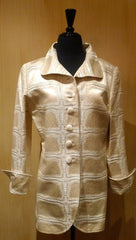 Quadrille Custom Silk Croc Embossed Cream Hacking Jacket