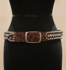 B-Low The Belt Brown Tooled Leather Studded Belt