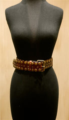 Continental Leather Fashion Leather Studded Belt-Brown