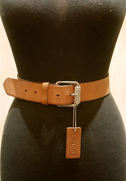 Linea Pelle Crystal Buckle on Saddle Leather Belt