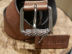 Linea Pelle Crystal Buckle on Saddle Leather Belt