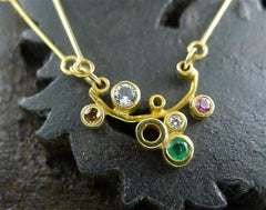Gretchen Julius 18K Yellow Gold with Mixed Gemstone Necklace