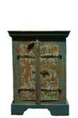 Vintage Distressed Painted Blue Cabinet with Iron Hinges