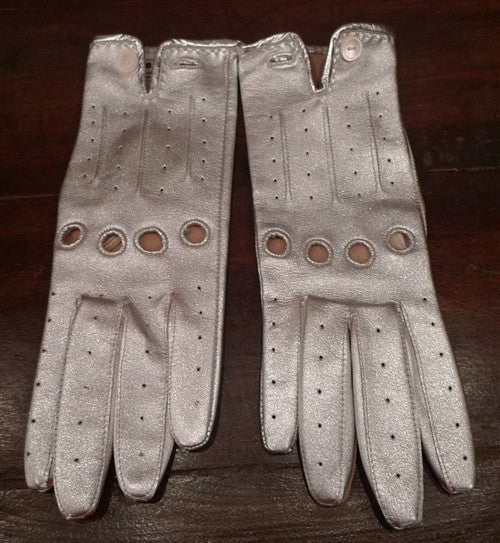 Shaneen Huxham Silver Metallic Leather Driving Gloves