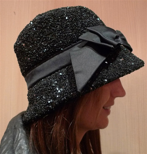 Kokin Sequined Bucket Hat in Black