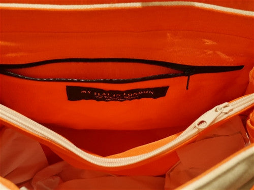 My Flat In London Quilted Canvas Orange Handbag