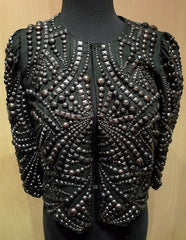 Sunjoo Moon Embroidered Blackened Metal Stud Cropped Jacket