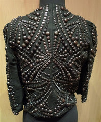 Sunjoo Moon Embroidered Blackened Metal Stud Cropped Jacket