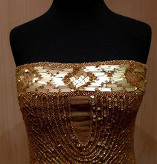 Farah Khan Tori Gold Sequined Cocktail Dress
