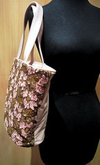 Joanna L'Huillier Large Hand Beaded Old Rose Shoulder Tote Handbag