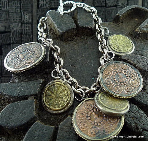 Cheryl Dufault Sterling Silver Wheel of Life Charm Bracelet