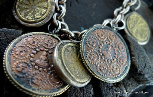 Cheryl Dufault Sterling Silver Wheel of Life Charm Bracelet