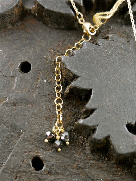 Pade Vavra 18K Yellow Gold Necklace with Black Coral Branch, Diamond Butterfly, and 18K Gold Acorn