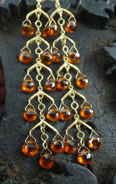 Talisman Unlimited Orange Garnet Briolette Earrings in 14K Yellow Gold