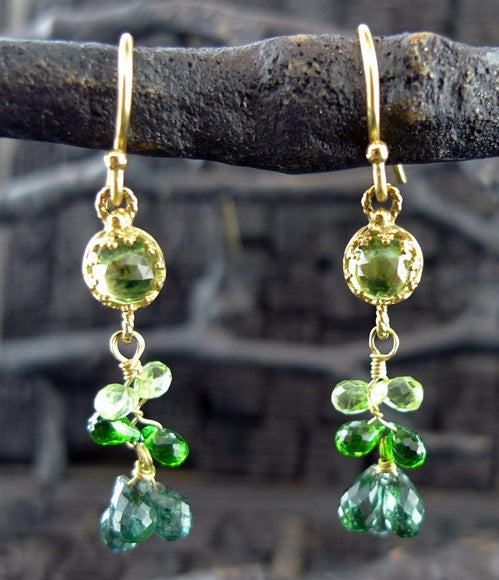Becky Kelso 18K Yellow Gold and Green Tourmaline Earrings