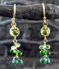 Becky Kelso 18K Yellow Gold and Green Tourmaline Earrings