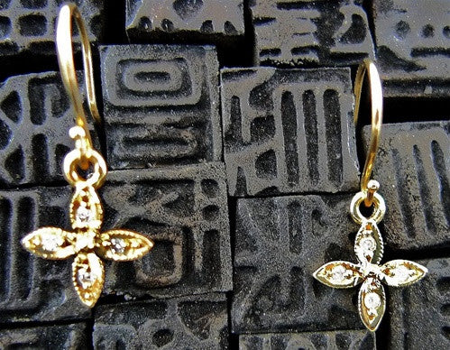 Kamofie Small Diamond Earrings in 14K Yellow Gold