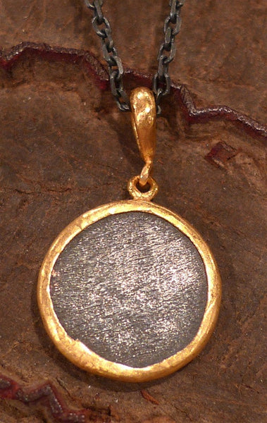 Yossi Harari 24K Yellow Gold and Oxidized Gilver Astrological Sign Pendant, Aquarius