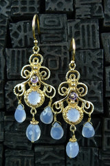 Becky Kelso 18K Yellow Gold and Lavendar Chalcedony Drop Earrings