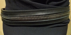 Ronald Pineau Zipper Calf Skin Belt (Gunmetal)