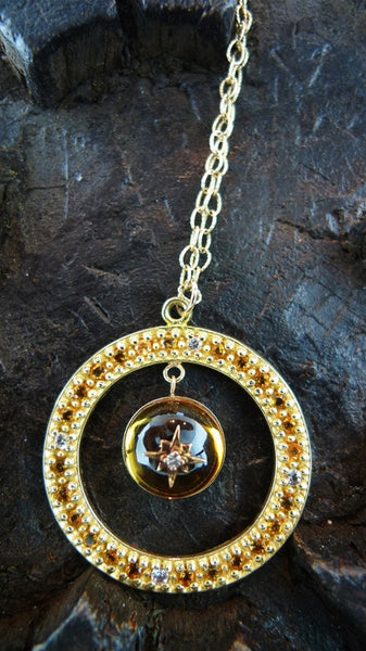 Emily and Ashley Citrine and  Diamond Necklace in 14K Yellow Gold