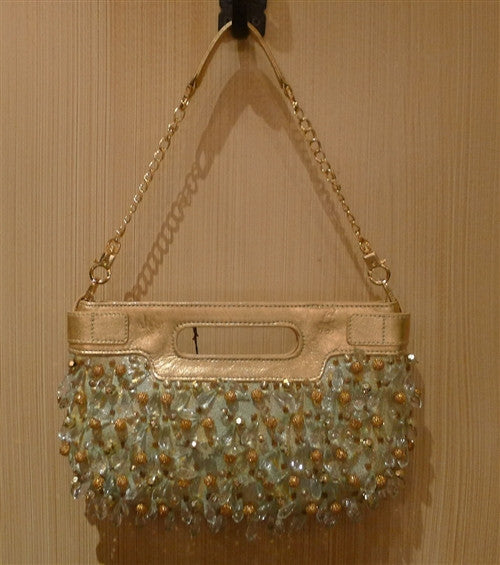 Rafe Beaded Purse in Mint and Gold