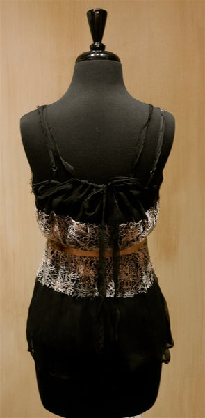 Harkham Silk Cami Top with Lace Overlay
