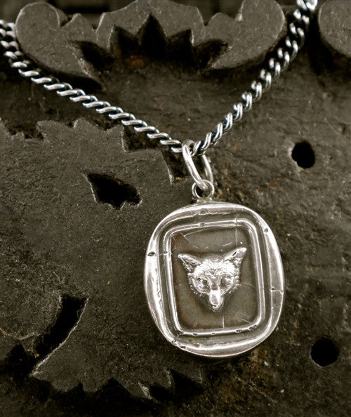 Pyrrha Fox Head Heavy Chain Necklace in Sterling Silver