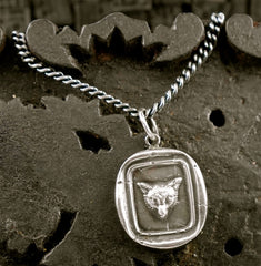 Pyrrha Fox Head Heavy Chain Necklace in Sterling Silver