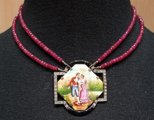 Faith Designs Ruby and Vintage Buckle Necklace