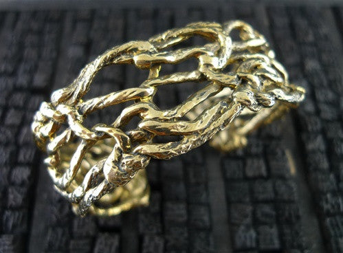 Wendy Nichol Brass 3 Stitch Flattened Open Link Cuff Bracelet