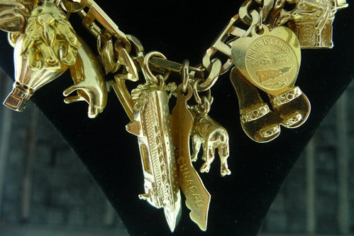 Estate 14K Gold 5 Charm Bracelet