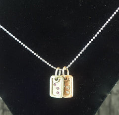 Julez Bryant 14K Yellow and White Gold with Diamond Dog Tag Charm Necklace