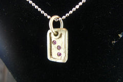 Julez Bryant 14K Yellow and White Gold with Diamond Dog Tag Charm Necklace