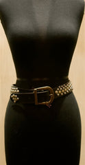 B-Low The Belt Dome Shape Studded Belt on Black Leather