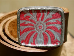 Presh Fabric Fragment in Red and Silver Buckle Belt