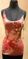 Post Vegas Tie Dyed Button Embellished Tank Top