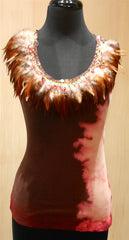 Post Vegas Multi Colored Tribal Feather/Beaded Tank