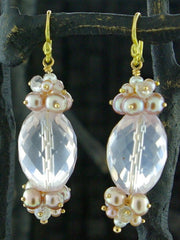 Gabrielle Sanchez 18K Yellow Gold and Rose Quartz and Pearl Earrings