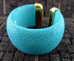 Royal Imports Turquoise Cuff Bracelet with Pave CZ Crystals set in 18K Yellow Gold Vermeil