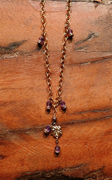 Lisa Stewart Purple Swarovski Crystal and Charm Necklace